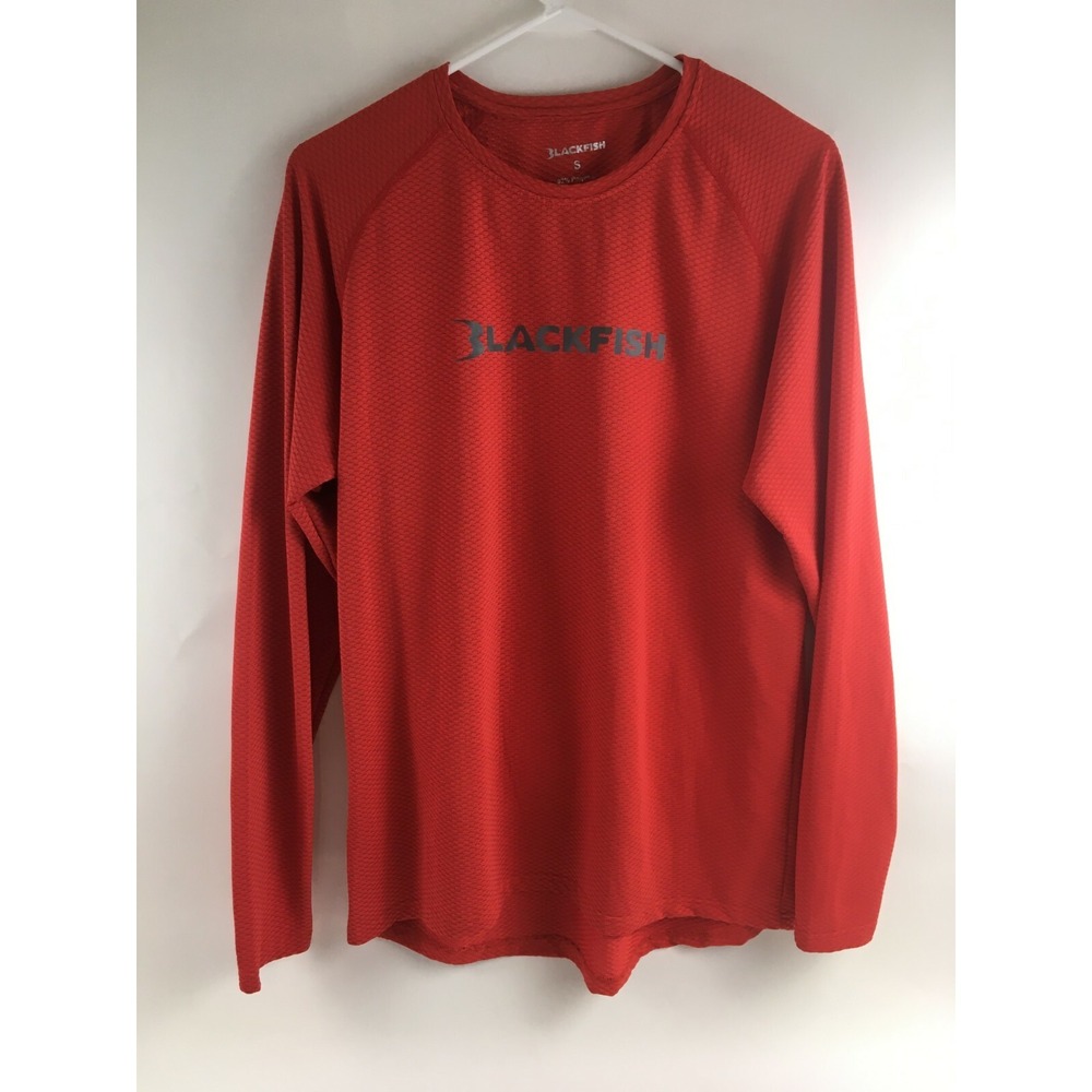 BLACKFISH Shirt Men's Size S Red Long Sleeve Sweater Logo Crew Neck Pullover